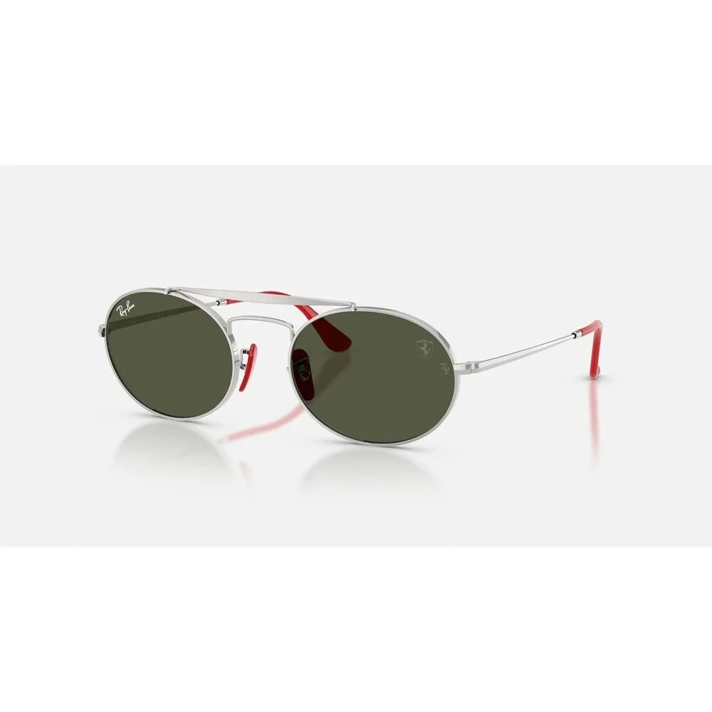 Ray Ban Sunglasses RB3775M SCUDERIA FERRARI Polished Silver Green w Red Accents